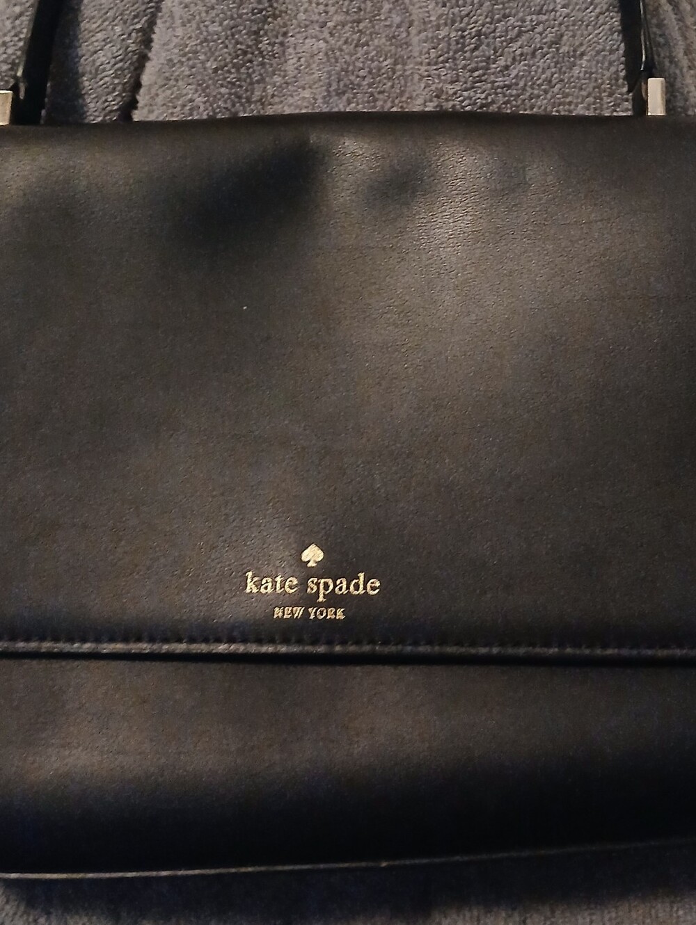 kate spade Black Leather Top-Handle Bag with Gold Logo